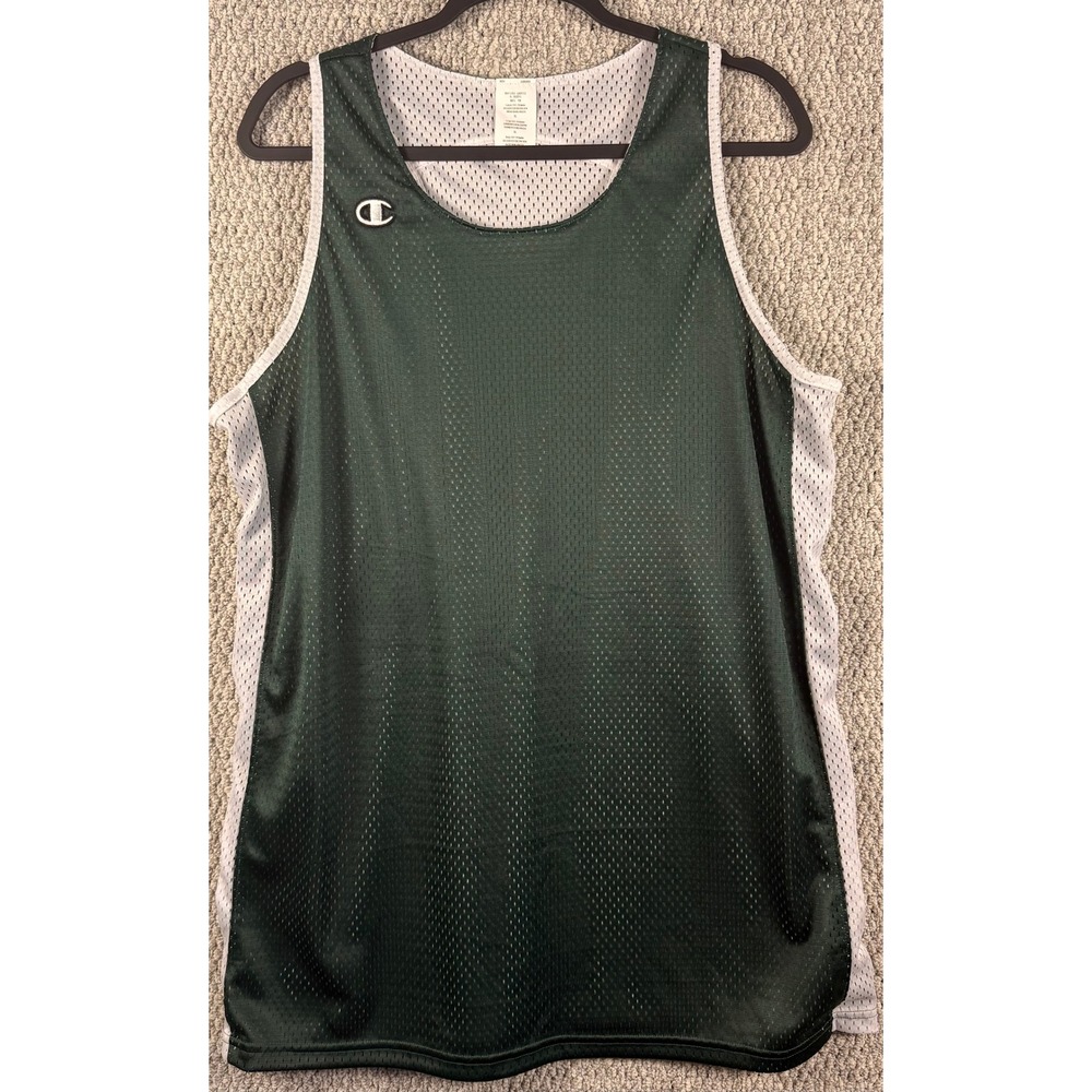 Champion Reversible Mesh Jersey Tank Top XL Green White Basketball Gym Athletic